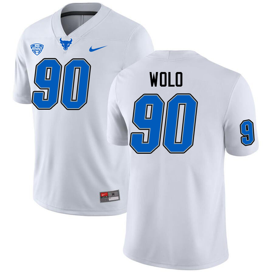 George Wolo UB Bulls Jersey,University Of Buffalo Bulls #90 George Wolo Jersey Youth-White